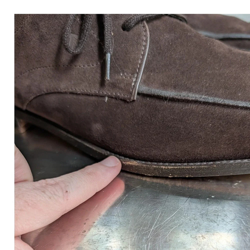 Tods Mens Dark Brown Suede Derby Shoes Apron Toe Lace Up Italy Size 10